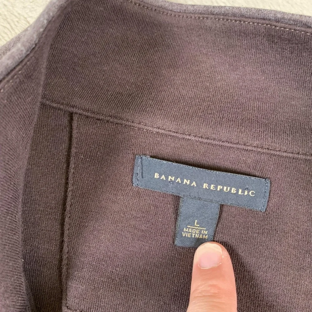 Banana‎ Republic Pullover Sweater Mens Large Purple Button Mock Neck Long Sleeve